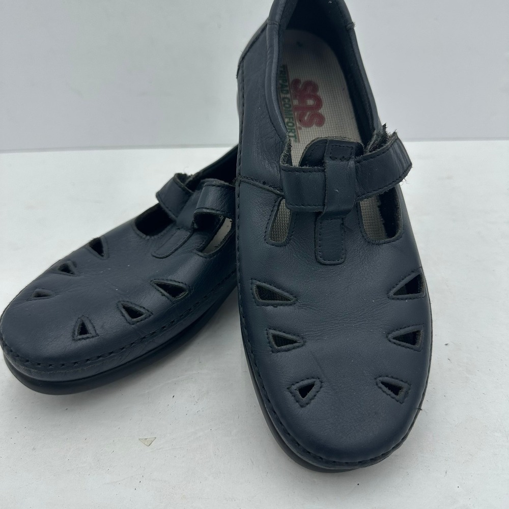 SAS Womens Roamer Comfort Loafers Size 8M Mary Jane Shoes Navy Leather USA Made